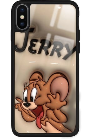Apple iPhone Xs Max Uyumlu Tom And Jerry Tasarımlı Parlak Silikon Kılıf