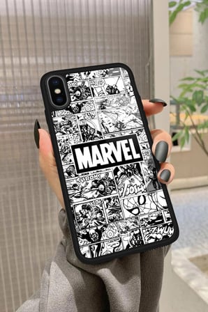 Apple iPhone Xs Max Uyumlu Marvel Tasarımlı Parlak Silikon Kılıf