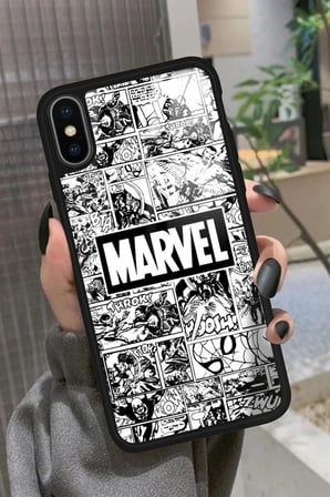 Apple iPhone Xs Max Uyumlu Marvel Tasarımlı Parlak Silikon Kılıf