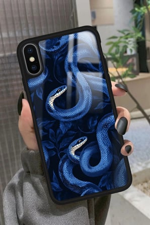 Apple iPhone Xs Max Uyumlu Yılan Tasarımlı Parlak Silikon Kılıf