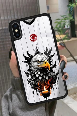 Apple iPhone Xs Max Uyumlu Kartal Tasarımlı Parlak Silikon Kılıf
