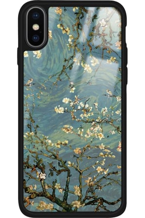 Apple iPhone Xs Uyumlu Van Gogh Yeşil Ağaç Tablo Tasarımlı Parlak Silikon Kılıf