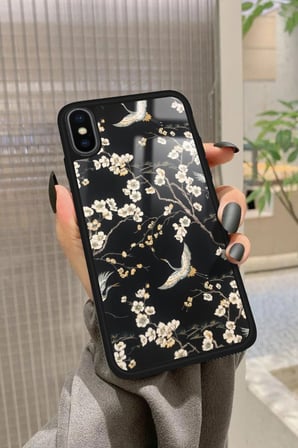 Apple iPhone Xs Uyumlu Van Gogh Siyah Ağaç Tablosu Tasarımlı Parlak Silikon Kılıf