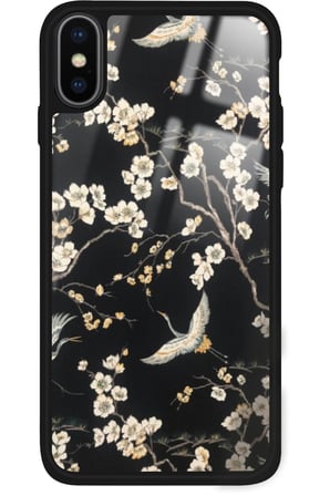 Apple iPhone Xs Uyumlu Van Gogh Siyah Ağaç Tablosu Tasarımlı Parlak Silikon Kılıf