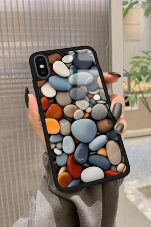 Apple iPhone Xs Uyumlu Renkli Taş Tasarımlı Parlak Silikon Kılıf