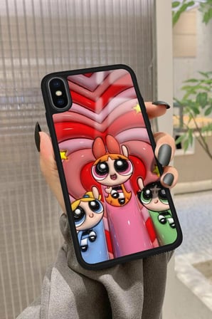 Apple iPhone Xs Uyumlu Powerpuff Girls Tasarımlı Parlak Silikon Kılıf