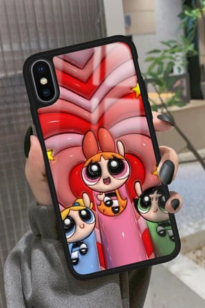 Apple iPhone Xs Uyumlu Powerpuff Girls Tasarımlı Parlak Silikon Kılıf