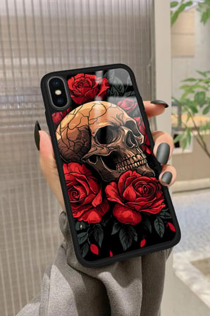 Apple iPhone Xs Uyumlu Kurukafa Posteri Tasarımlı Parlak Silikon Kılıf