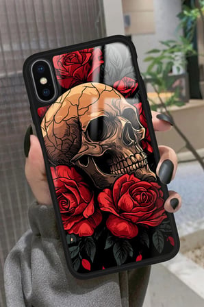 Apple iPhone Xs Uyumlu Kurukafa Posteri Tasarımlı Parlak Silikon Kılıf