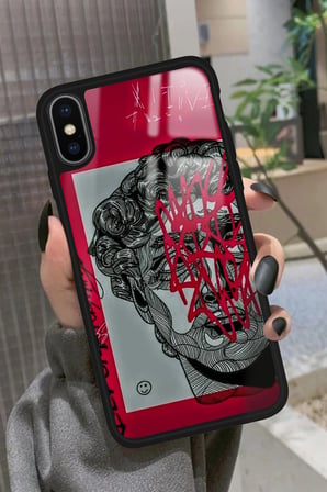 Apple iPhone Xs Uyumlu Tablo Tasarımlı Parlak Silikon Kılıf