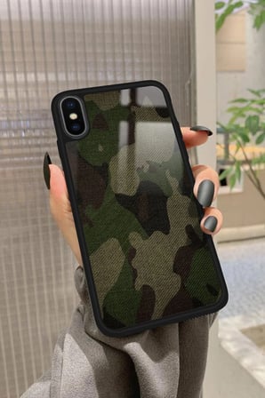 Apple iPhone Xs Uyumlu Kamuflaj Tasarımlı Parlak Silikon Kılıf
