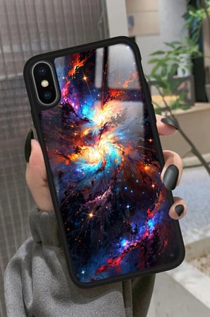 Apple iPhone Xs Uyumlu Soyut Sanat Tasarımlı Parlak Silikon Kılıf