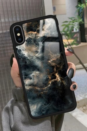 Apple iPhone Xs Uyumlu Soyut Sanat Tasarımlı Parlak Silikon Kılıf