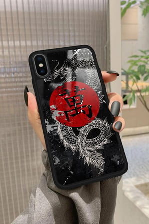 Apple iPhone Xs Uyumlu Dragon Tasarımlı Parlak Silikon Kılıf