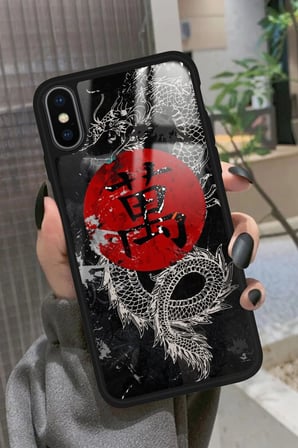 Apple iPhone Xs Uyumlu Dragon Tasarımlı Parlak Silikon Kılıf