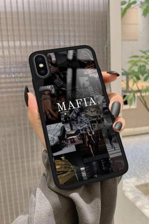 Apple iPhone Xs Uyumlu Mafia Tasarımlı Parlak Silikon Kılıf