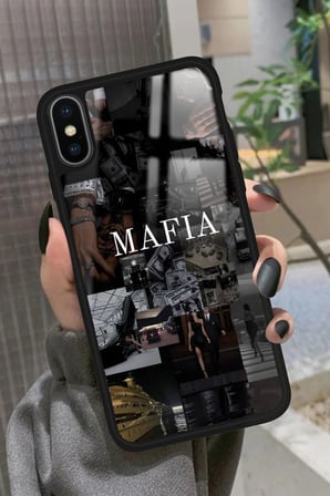 Apple iPhone Xs Uyumlu Mafia Tasarımlı Parlak Silikon Kılıf