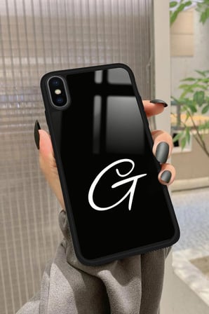 Apple iPhone Xs Uyumlu G Harfi Yazılı Parlak Silikon Kılıf