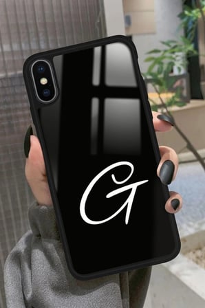 Apple iPhone Xs Uyumlu G Harfi Yazılı Parlak Silikon Kılıf