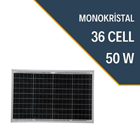 50W MONOKRİSTAL GÜNEŞ PANELİ