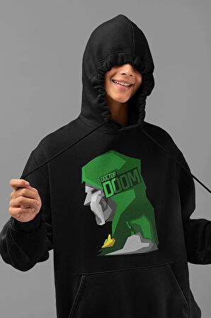 Marvel Doctor Doom Baskılı Unisex Oversize Hoodie