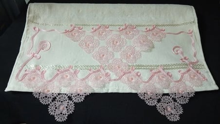 İğne Oyalı 50x90 Kadife Çeyizlik Havlu 2'li Set