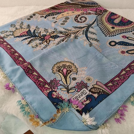 el emeği i̇ğne oyası yazma , fular ,yemeni, mevlit örtüsü , baş örtüsü 4 kenarı oyalı %100 pamuk 100*100cm