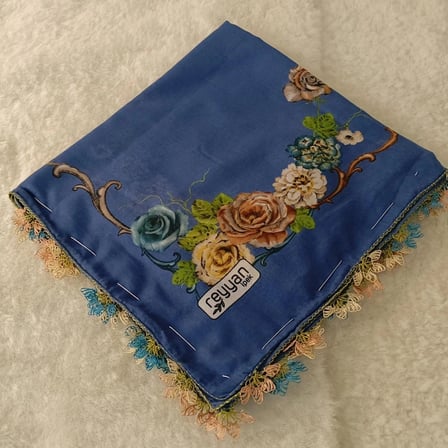 el emeği i̇ğne oyası yazma , fular ,yemeni, mevlit örtüsü , baş örtüsü 4 kenarı oyalı %100 pamuk 100*100cm