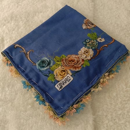 el emeği i̇ğne oyası yazma , fular ,yemeni, mevlit örtüsü , baş örtüsü 4 kenarı oyalı %100 pamuk 100*100cm