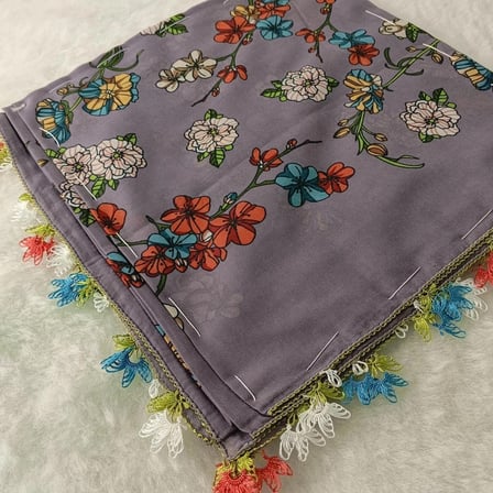 el emeği i̇ğne oyası yazma , fular ,yemeni, mevlit örtüsü , baş örtüsü 4 kenarı oyalı %100 pamuk 100*100cm