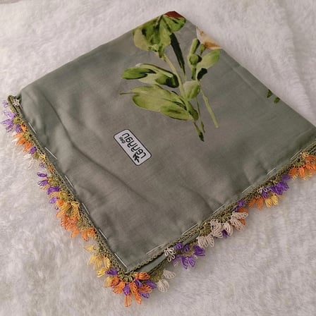 el emeği i̇ğne oyası yazma , fular ,yemeni, mevlit örtüsü , baş örtüsü 4 kenarı oyalı %100 pamuk 100*100cm