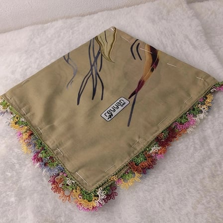 el emeği i̇ğne oyası yazma , fular ,yemeni, mevlit örtüsü , baş örtüsü 4 kenarı oyalı %100 pamuk 100*100cm