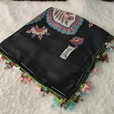 El Emeği İ̇Ğne Oyası Yazma , Fular ,Yemeni, Mevlit Örtüsü , Baş Örtüsü 4 Kenarı Oyalı  Pamuk 100*100Cm