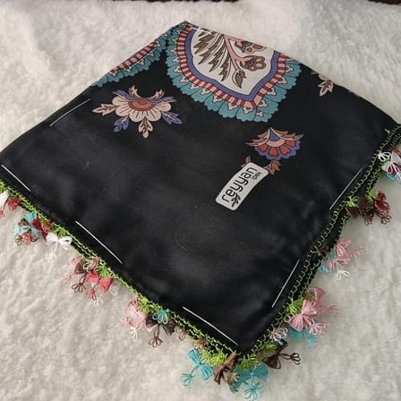 El Emeği İ̇Ğne Oyası Yazma , Fular ,Yemeni, Mevlit Örtüsü , Baş Örtüsü 4 Kenarı Oyalı  Pamuk 100*100Cm