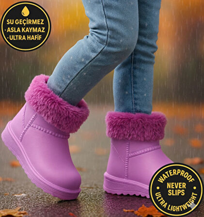 Çocuk Kışlık Kar Yağmur Botu– Su Geçirmez, Peluş Astarlı, EVA  W10290-225 Tokio Borreguito Modeli