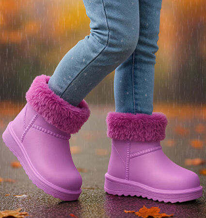 Çocuk Kışlık Kar Yağmur Botu– Su Geçirmez, Peluş Astarlı, EVA  W10290-225 Tokio Borreguito Modeli