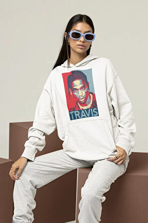 Travis Scott Rapper Baskılı Unisex Oversize Hoodie