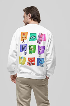 Terrs Yüz Çizgi Film Baskılı Unisex Oversize Insidde Out Sweatshirt