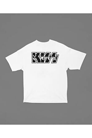 Kiss Grubu Baskılı Unisex Tişört, Oversize Rock Metal Müzik Grubu Tişört