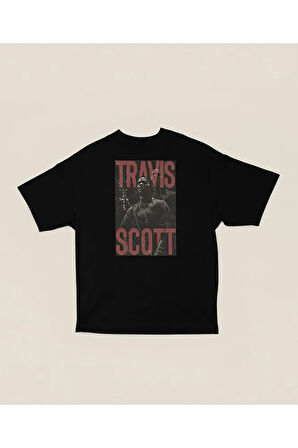 Şarkıcı Rapper Travis Scott Baskılı Unisex Oversize CJ Tişört