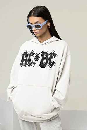 AC DC Yazılı Unisex Oversize Rock Metal Hoodie