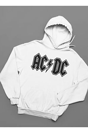 AC DC Yazılı Unisex Oversize Rock Metal Hoodie