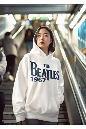 The Beatles 1967 Baskılı Unisex Oversize Müzik Grubu Hoodie