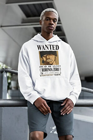 Wanted Roronoa Zoro Baskılı Unisex Oversize Anime Hoodie