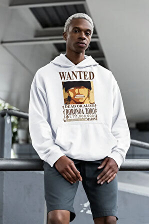 Wanted Roronoa Zoro Baskılı Unisex Oversize Anime Hoodie