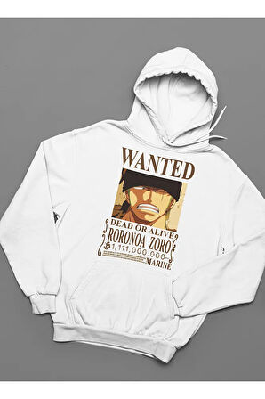 Wanted Roronoa Zoro Baskılı Unisex Oversize Anime Hoodie