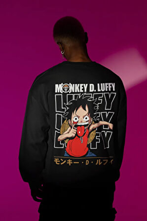 Monkey D. Luffy Baskılı Unisex Oversize Anime Karakter Dizi Sweatshirt