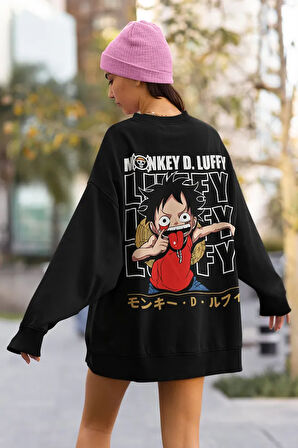 Monkey D. Luffy Baskılı Unisex Oversize Anime Karakter Dizi Sweatshirt