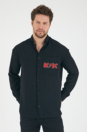 AC DC Müzik Grubu Rock & Roll Yazılı Unisex Rock Metal Baskılı Gömlek