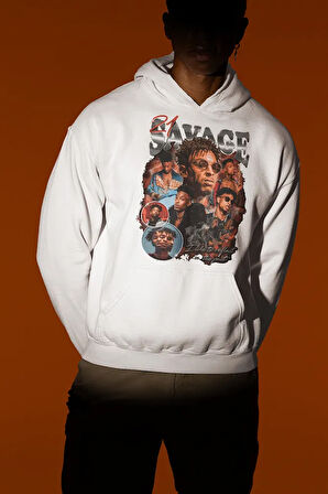 21 Savage Rapper Baskılı Unisex Oversize Hoodie